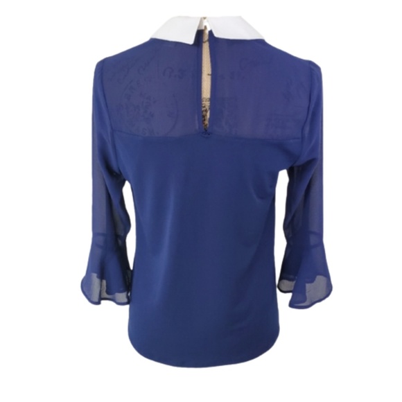 Faith and Joy Jewel Collared Bell Sleeve Blouse - Picture 2 of 13